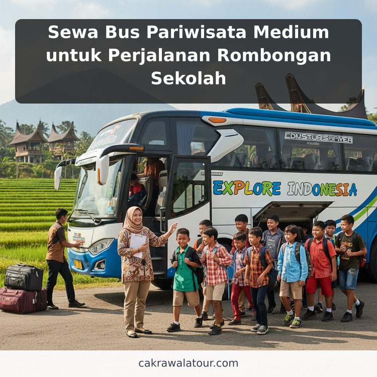 Sewa Bus Pariwisata Medium untuk Perjalanan Rombongan Sekolah ilustrasi