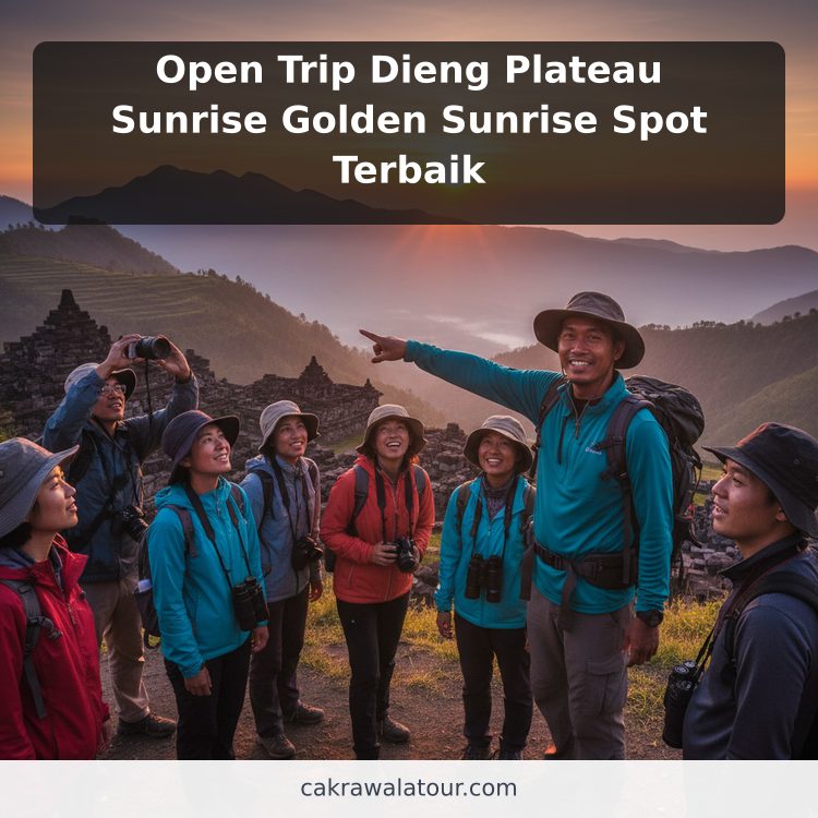 Open Trip Dieng Plateau Sunrise Golden Sunrise Spot Terbaik ilustrasi