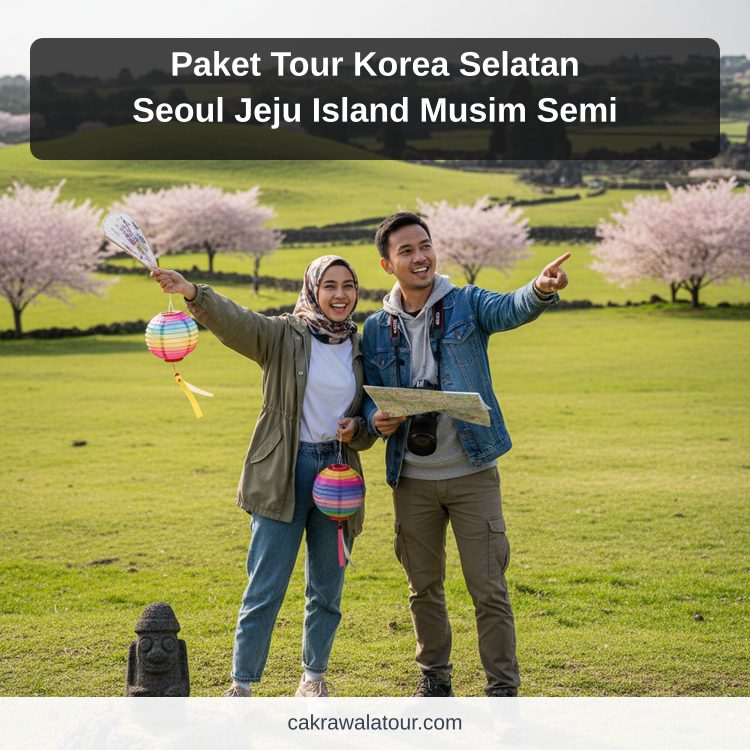 Paket Tour Korea Selatan Seoul Jeju Island Musim Semi ilustrasi