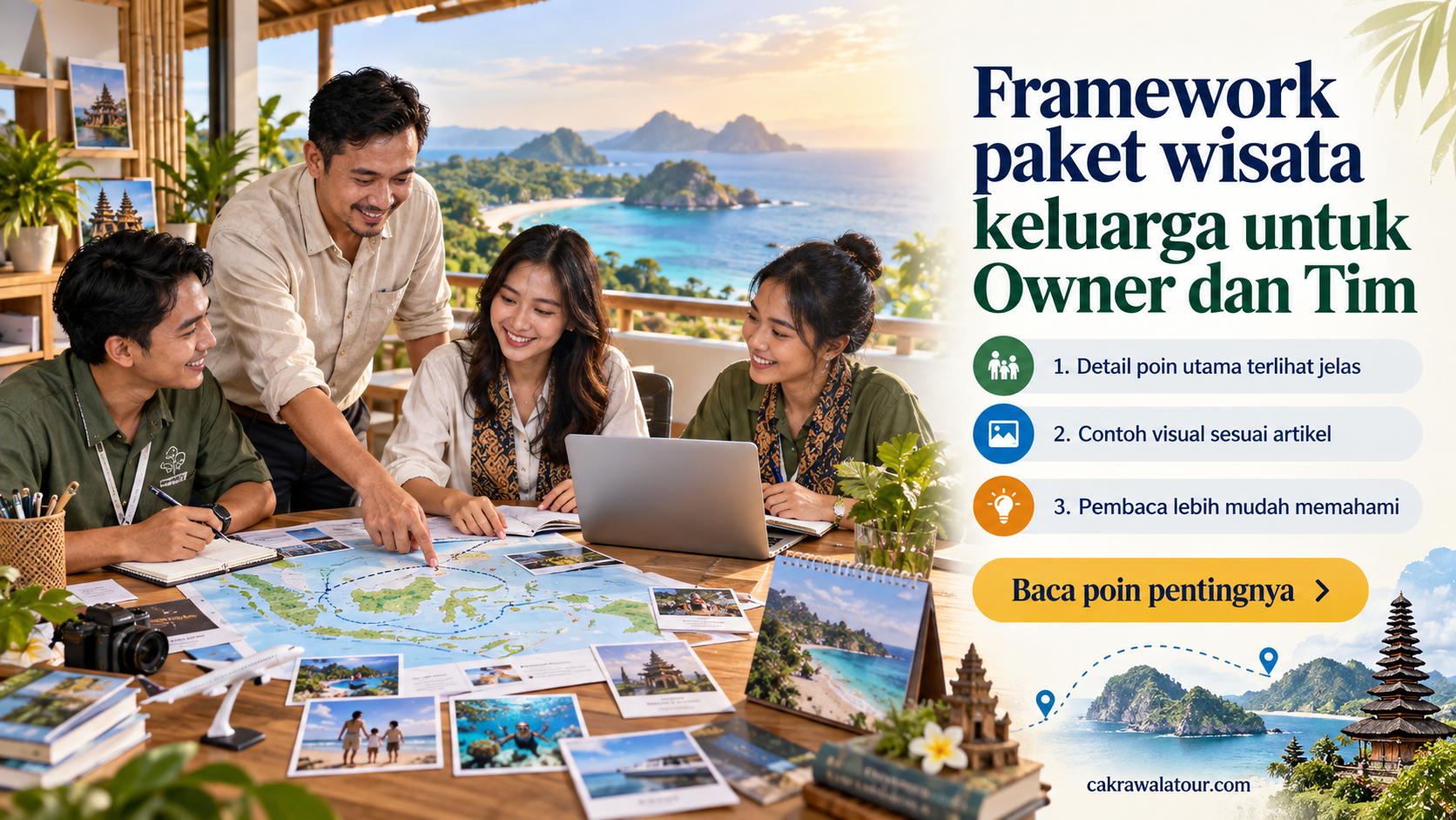 Ilustrasi paket wisata murah - Framework paket wisata keluarga untuk Owner dan Tim