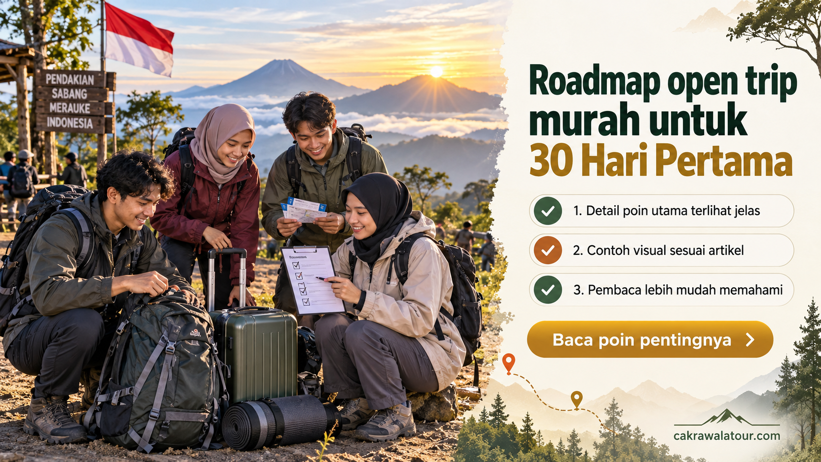 Ilustrasi paket wisata murah - Roadmap open trip murah untuk 30 Hari Pertama