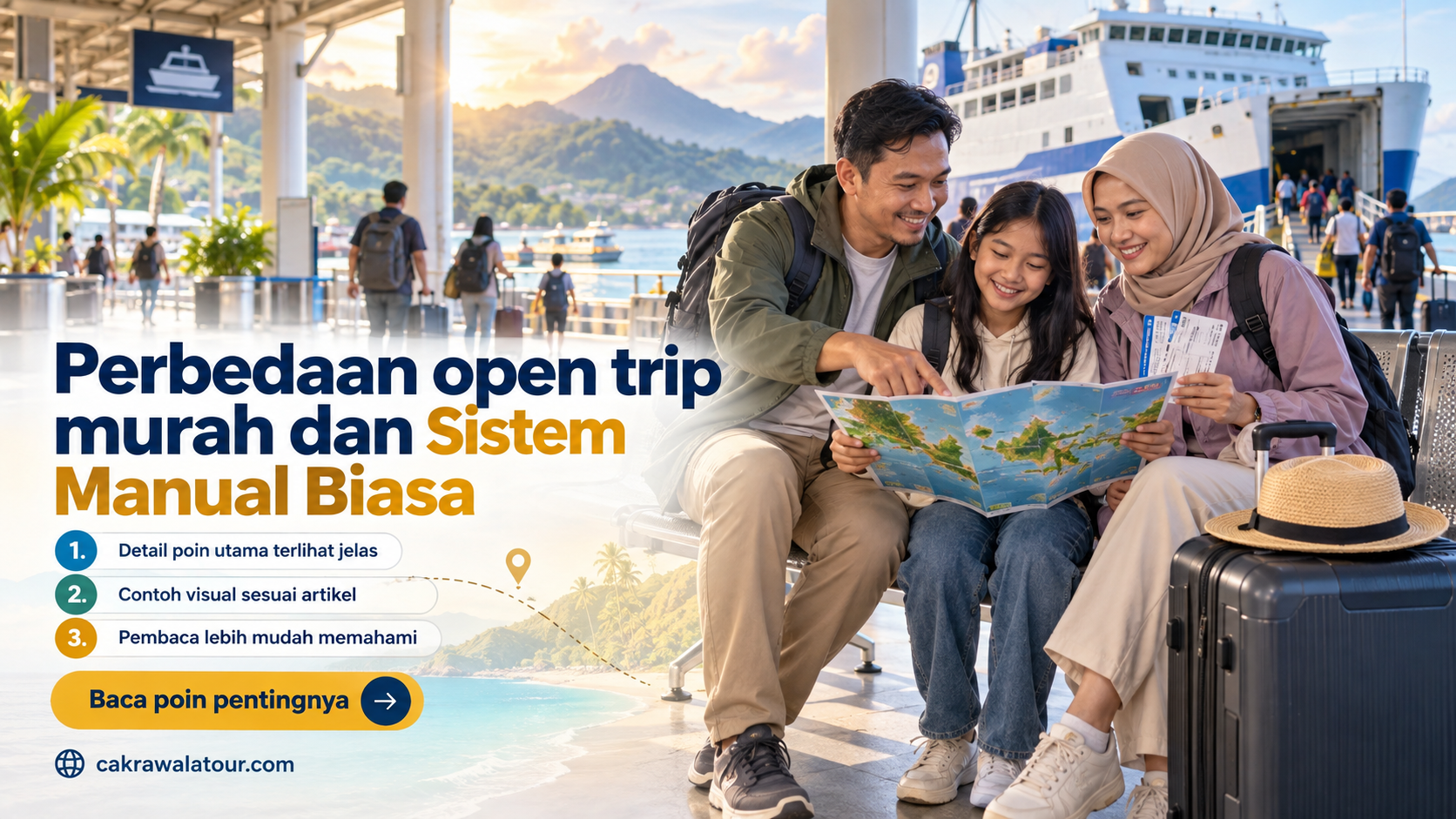 Ilustrasi paket wisata murah - Perbedaan open trip murah dan Sistem Manual Biasa